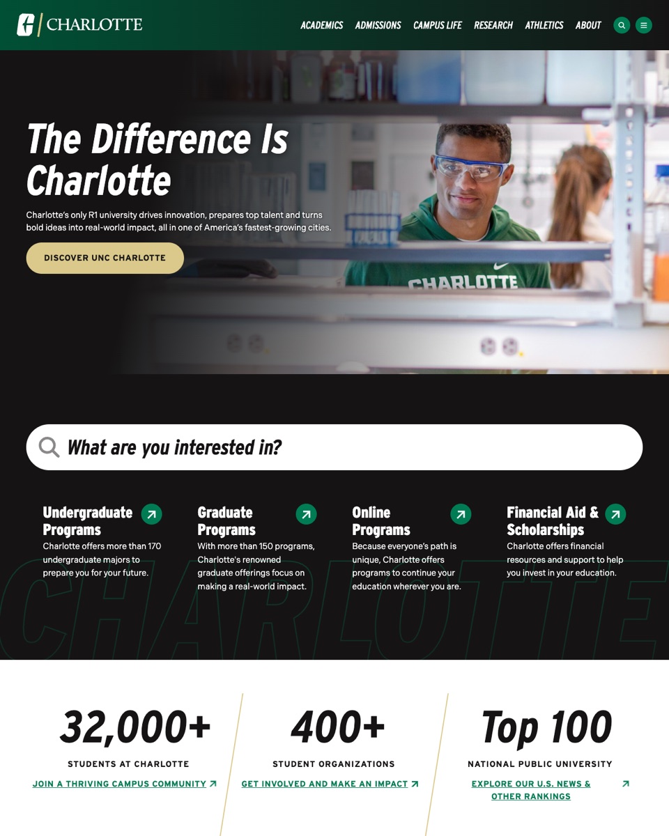 UNC Charlotte website